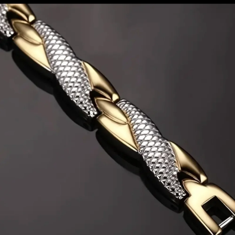 MEN'S Titanium Steel Magnetic for Anxiety & Pain Snake Print Design 18k GP